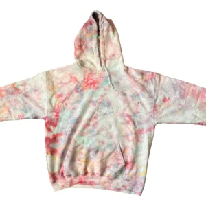 White Pink and Blue Hoodie - Trendy Tri-Color Pullover