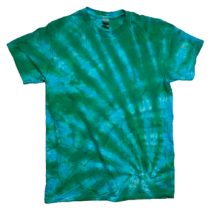 Handmade Spiral Tie-Dye T-Shirt - Unique Emerald Green & Aqua Blue Swirl