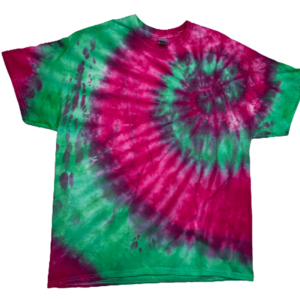 Pink & Green Spiral Tie-Dye T-Shirt | Hand-Dyed Retro Tee